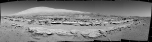 Martian Landscape with Rock Rows and Mount Sharp