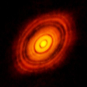 Image of the protoplanetary disk around HL Tau taken by ALMA.