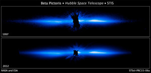 Circumstellar Debris Disk Distorted by a Planet