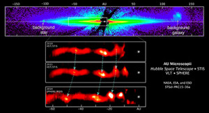 set of images of a 40-billion-mile-diameter edge-on disk