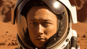 Face of Elon Musk taking Selfie on Mars